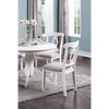 VYNXARIA Classic Design Dining Room 5pc Set Round Table 4x side Chairs Cushion Fabric Upholstery Seat Rubberwood Furniture - 3 of 4