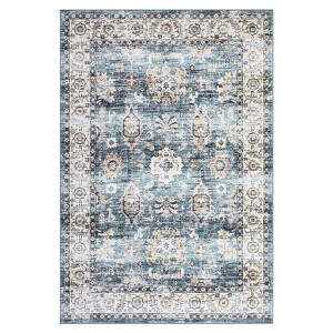 Washable Vintage Printed Rug Non Slip Low Pile Rug Soft Retro Throw Floor Cover Foldable Indoor Carpet for Living Room Bedroom Playroom Nursery - 1 of 4