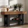 Hommoo 63" Narrow Solid Wood Console – Rustic Sofa Table with Lower Storage Shelf - 2 of 4