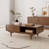 POVISON Mid Century Modern Coffee Table, Minimalist Coffee Table with 2 Drawers and 2 open shelf, walnut color, Fully Assembly, 47.22" - 2 of 4