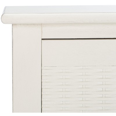 Distressed White Wood Console Table with Storage Drawers