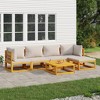 vidaXL Patio Furniture Set Patio Lounge Set Sofa with Cushions Solid Wood - 2x Corner 2x Middle Footrest Table Light Gray - 2 of 4