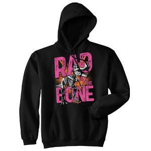 Rad To The Bone Adult Hoodie Funny Sarcastic Dinosaur Graphic Novelty Hooded Sweatshirt - Crazy Dog Hoodie With Dinosaur Sayings - 1 of 4