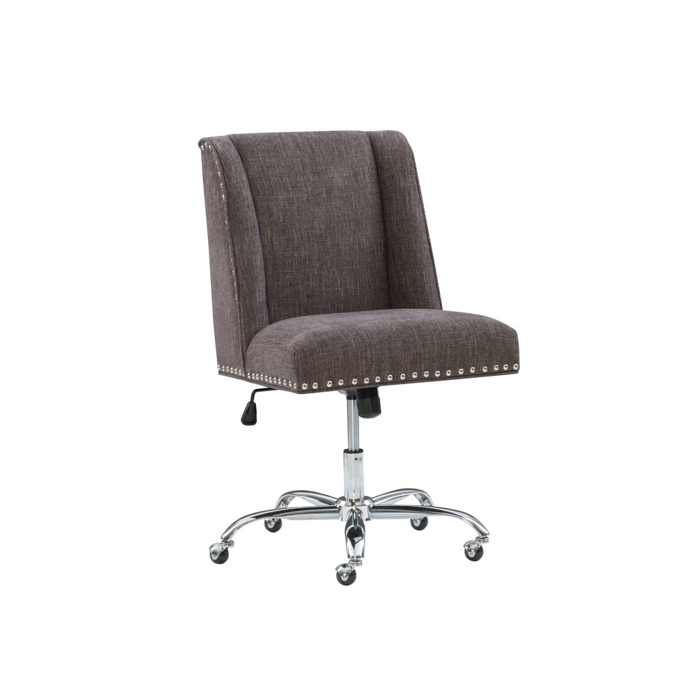 Photos - Computer Chair Linon Draper Modern Office Swivel Desk Chair Metal Base Rolling Wheels Dark Gray 