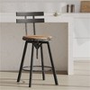 SKRAN Metal Chair with Wooden Seat,Iron Barstool With Metal Seat ＆ Backing for Dining Room, kitchen, Home - Black - 2 of 4