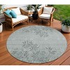 Gray Charcoal And Gold Floral Washable Indoor Outdoor Area Rug - 2 of 4