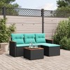 vidaXL 5 Piece Patio Sofa Set with Cushions Black and Blue - With Table - 2 of 4