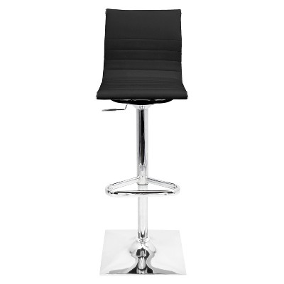 Contemporary Black Faux Leather Adjustable Swivel Bar Stool