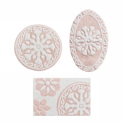 Casablanca Medallion Pink Cotton Tufted Bath Rug