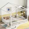 CAVINAS Double Twin House-Style Roof Bed Frame with Guardrails,Modern Floor Bed for Kids Room,Bedroom - 2 of 4