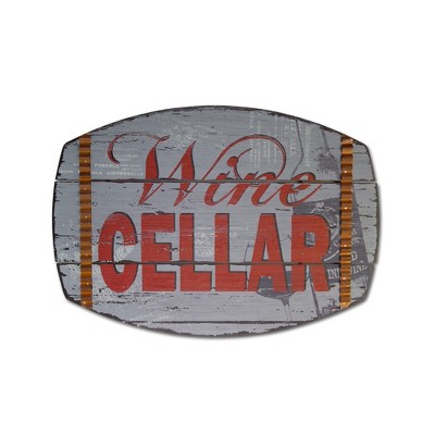 Melrose 31" Gray and Burgundy Red Wine Cellar Wall Plaque with Tin Accents