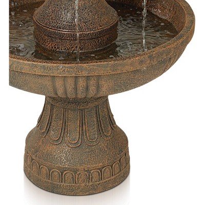 Ravenna Rustic 3-Tier Weathered Stone Outdoor Floor Fountain