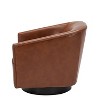 Okak Modern 360° Swivel Chair Accent Chair with Soft Cushion Barrel Sofa Chair with Wood Garland Base for Lounge Bedroom Office - 2 of 4