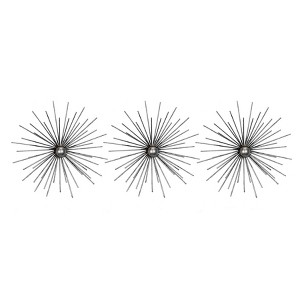 Cabers Starbursts Metal Wall Art Silver - Brewster: Set of 3, Iron Construction, Geometric Decor, 9x9 inches - 1 of 2