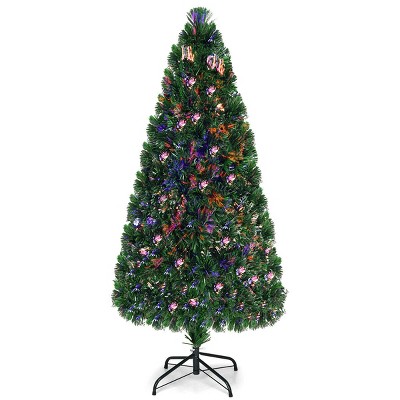 Costway 6Ft Pre-Lit Fiber Optic PVC Christmas Tree Metal Holiday