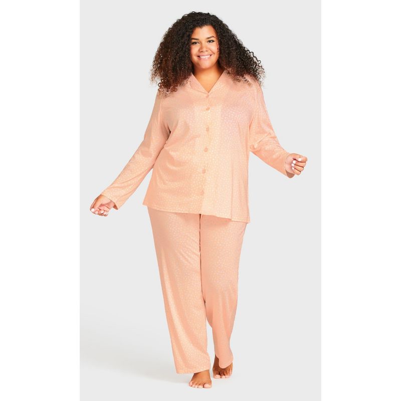 Women's Plus Size Button Through Sleep Top - Pink | AVENUE, 3 of 7