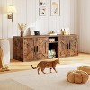 Double Litter Box Enclosure, Hidden Litter Box Enclosure with Corridor Rustic Brown - 3 of 4