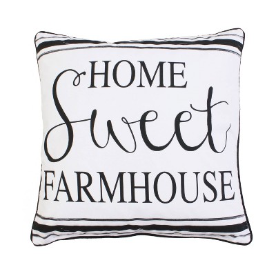 20"x20" Oversize 'Home Sweet Farmhouse' Square Throw Pillow Bright White - Decor Therapy