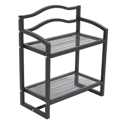 Gray Metal 2-Tier Wall Mount Bathroom Storage Rack