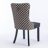 2pcs Upholstered Dining Chair with Ring Pull Trim, Button Back,Solid Wood Legs,Pattern Modern Chair for Kitchen Living Room Bedroom Black - 2 of 4