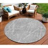 Gray Ivory And Silver Abstract Washable Indoor Outdoor Area Rug - 2 of 4