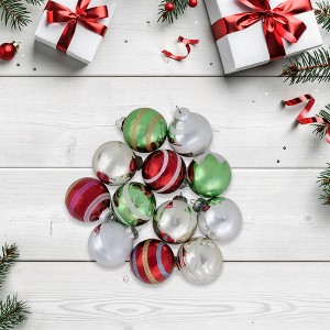 Northlight Vintage Design Glass Ball Christmas Ornaments - 2.25" (55mm) - Multicolor - 12ct - 1 of 4