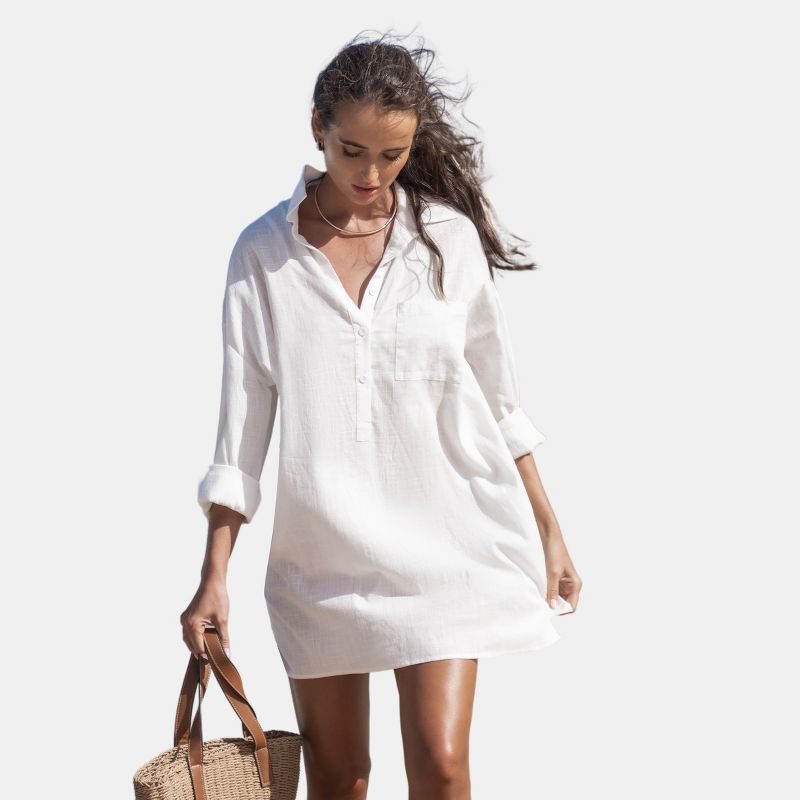 Women's Buttoned Shirt Cover-Up Dress - Cupshe, 1 of 7