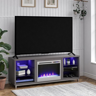 Lumina 65" Graphite Gray Media Console with Electric Fireplace