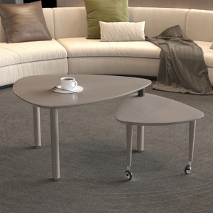 GDFStudio Kaida Modern 360° Rotatable Coffee Table with Wheels and Rubberwood Legs - 1 of 4