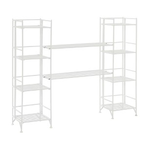 Breighton Home 32.5" Xtra Storage 4 Tier Folding Metal Shelves with Set of 2 Deluxe Extension Shelves in White - 1 of 4