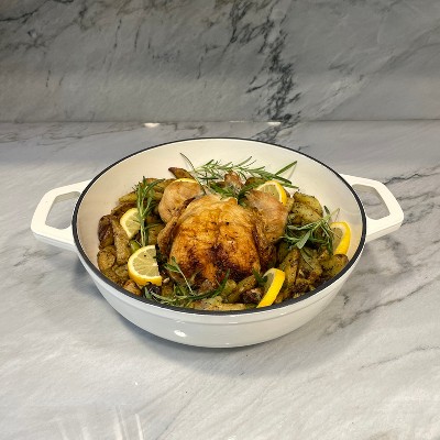 Cream 5 Qt. Enameled Cast Iron Dutch Oven Braiser with Lid