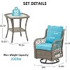 3 Piece Outdoor Patio Set, Wicker Rocking Bistro Set with 2 Swivel Chairs & Tempered Glass Top Table, for Patio Porch Backyard - 2 of 4