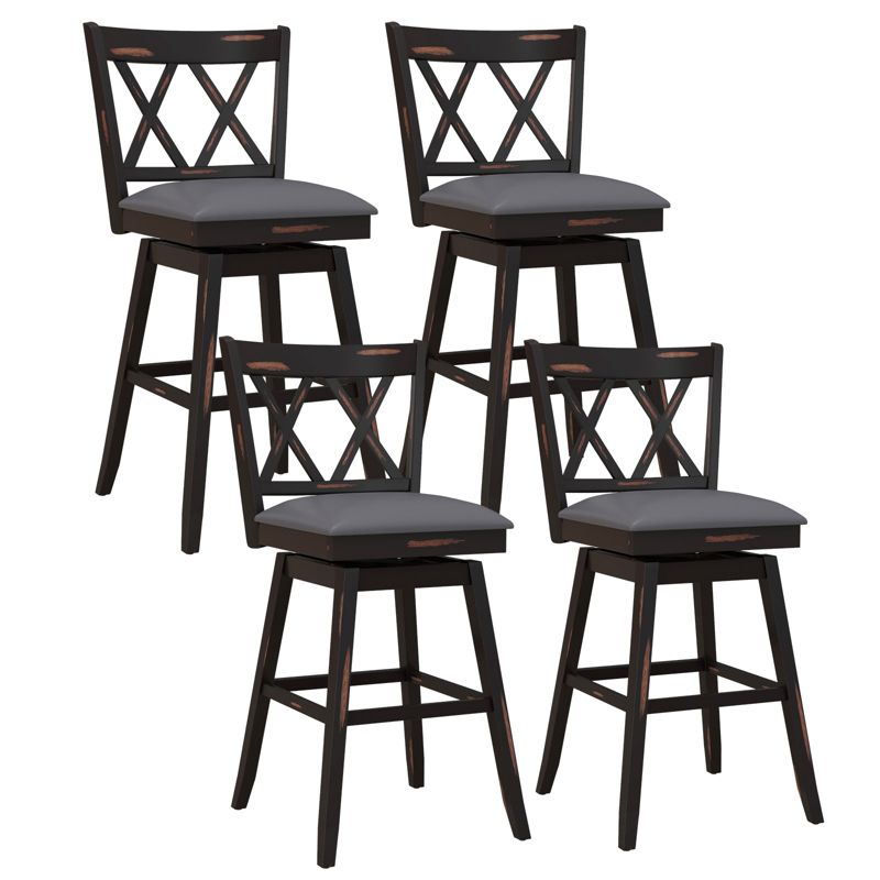 Tangkula Set of 4 Barstools Swivel Bar Height Chairs with Rubber Wood Legs, 1 of 9
