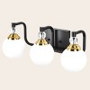 PAKOKULA 3-Light Black and Gold Vanity Light with Globe White Frosted Glass Shade - 3 of 4