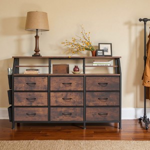 QingMoon 55''W Dresser, Multi-Functional Storage Furniture with 9 Fabric Drawers, 2 Open Shelves and Side Pocket for Bedroom, Living Room, Hallway - 1 of 4
