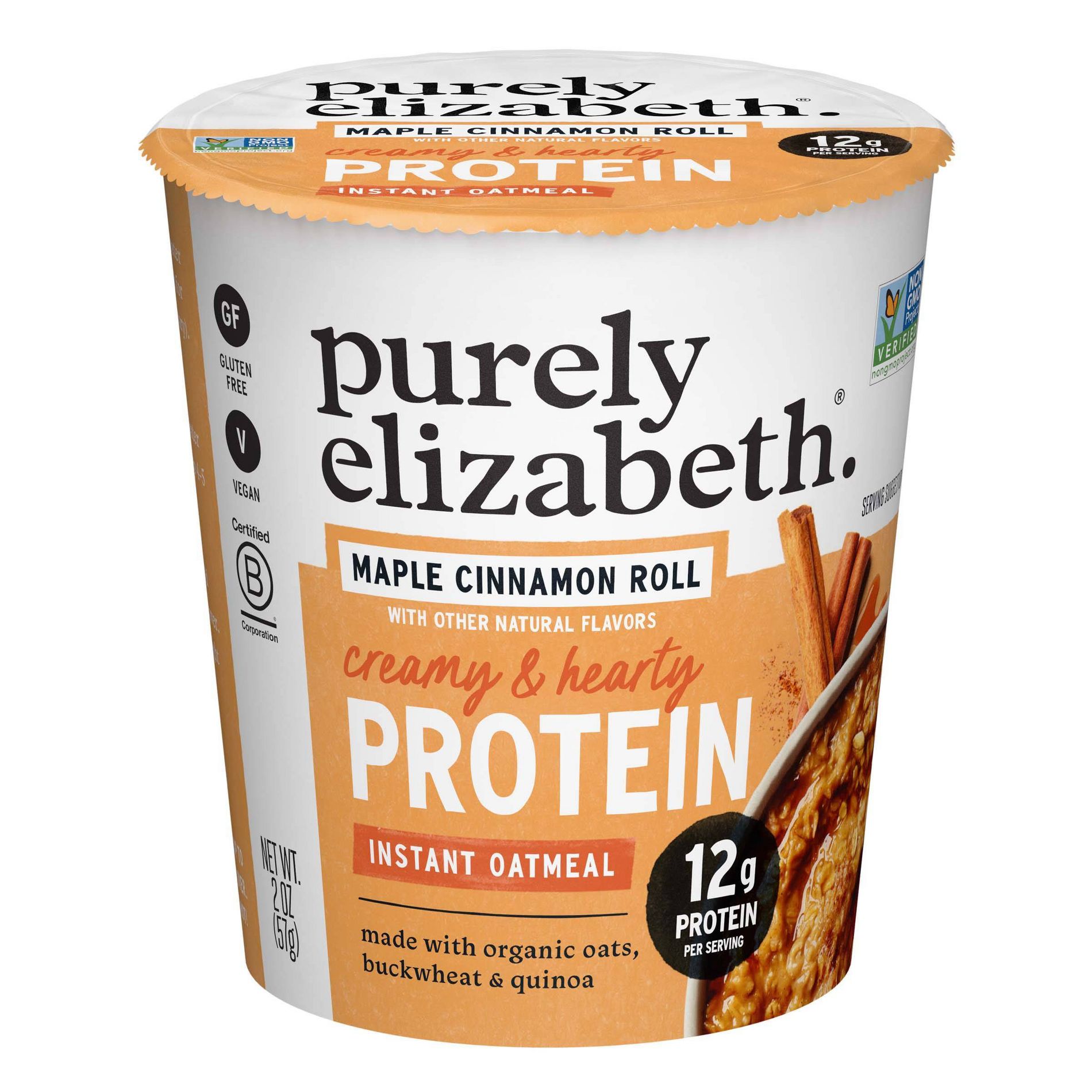 purely elizabeth. Cinnamon Roll Protein Oatmeal Cup - 2oz