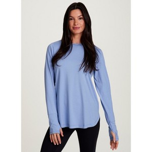 RBX Active Women's Buttery Soft Stretch Jersey Crewneck Long Sleeve Tunic Top with Thumbholes - 1 of 4