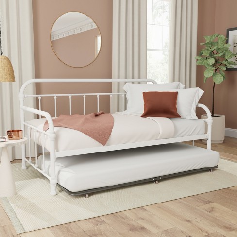 Twin Kirkland Kids' Daybed with Trundle White - Hillsdale Furniture: Metal Frame, Pullout Bed, Kids Bedroom Furniture - image 1 of 4