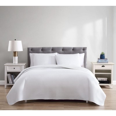 Kate Aurora Basic Bedding Euro Chic 3 Piece Quilt & Pillow Shams Set , White - Queen — фото 2