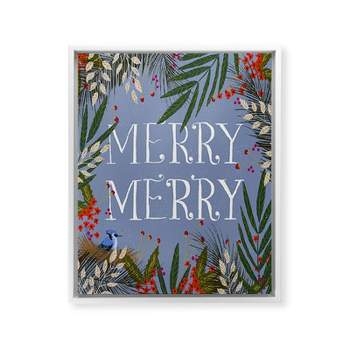 Joy Laforme Christmas Merry Merry Wreath Framed Art Canvas - Society6