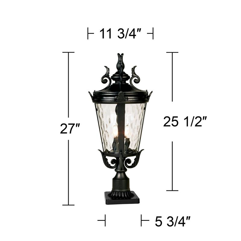 John Timberland Casa Marseille Vintage Outdoor Post Light Textured Black with Pier Mount 29" Clear Hammered Glass for Exterior Barn Deck House Porch, 4 of 6