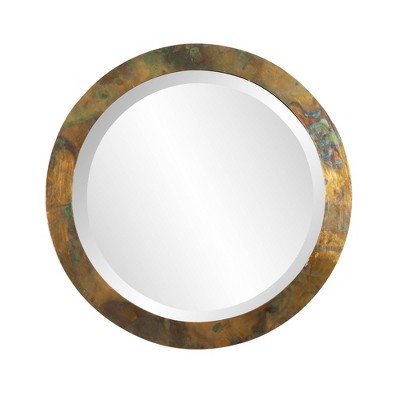 Howard Elliott Camou Round Copper Metal Frame Wall Mirror: Modern Decor, 15.75" Diameter, No Assembly Required