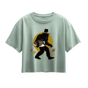 Girls' - Instant Message - Sasquatch Turkey Short Sleeve Boxy Graphic T-Shirt - 1 of 3