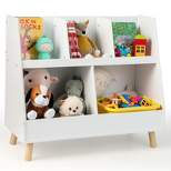 Costway 5-Cube Kids Bookshelf and Toy Organizer Wooden Storage Bookcase with Wood Legs