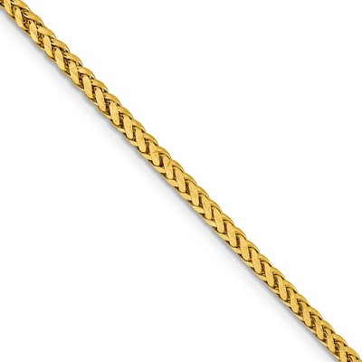 Black Bow Jewelry 2.5mm, 14k Yellow Gold D/C Hollow Wheat Chain Necklace