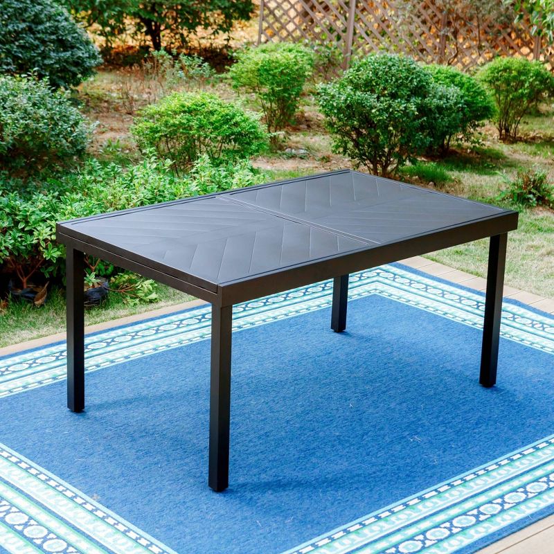 Captiva Designs Outdoor Geometric Pattern Expandable Steel Rectangle Table Black, 4 of 10