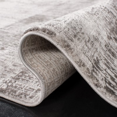 Gray and Dark Gray Abstract Synthetic Area Rug