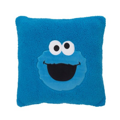 Sesame Street Cookie Monster Blue Super Soft Cuddly Plush Toddler Pillow with Applique