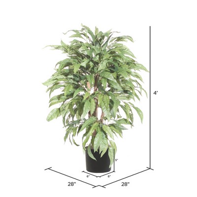 Lush Silk Mango Extra Full Potted Plant in Black Planter, 47"