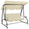 vidaXL Outdoor Swing Bench with Canopy Sand White - image 3 of 4